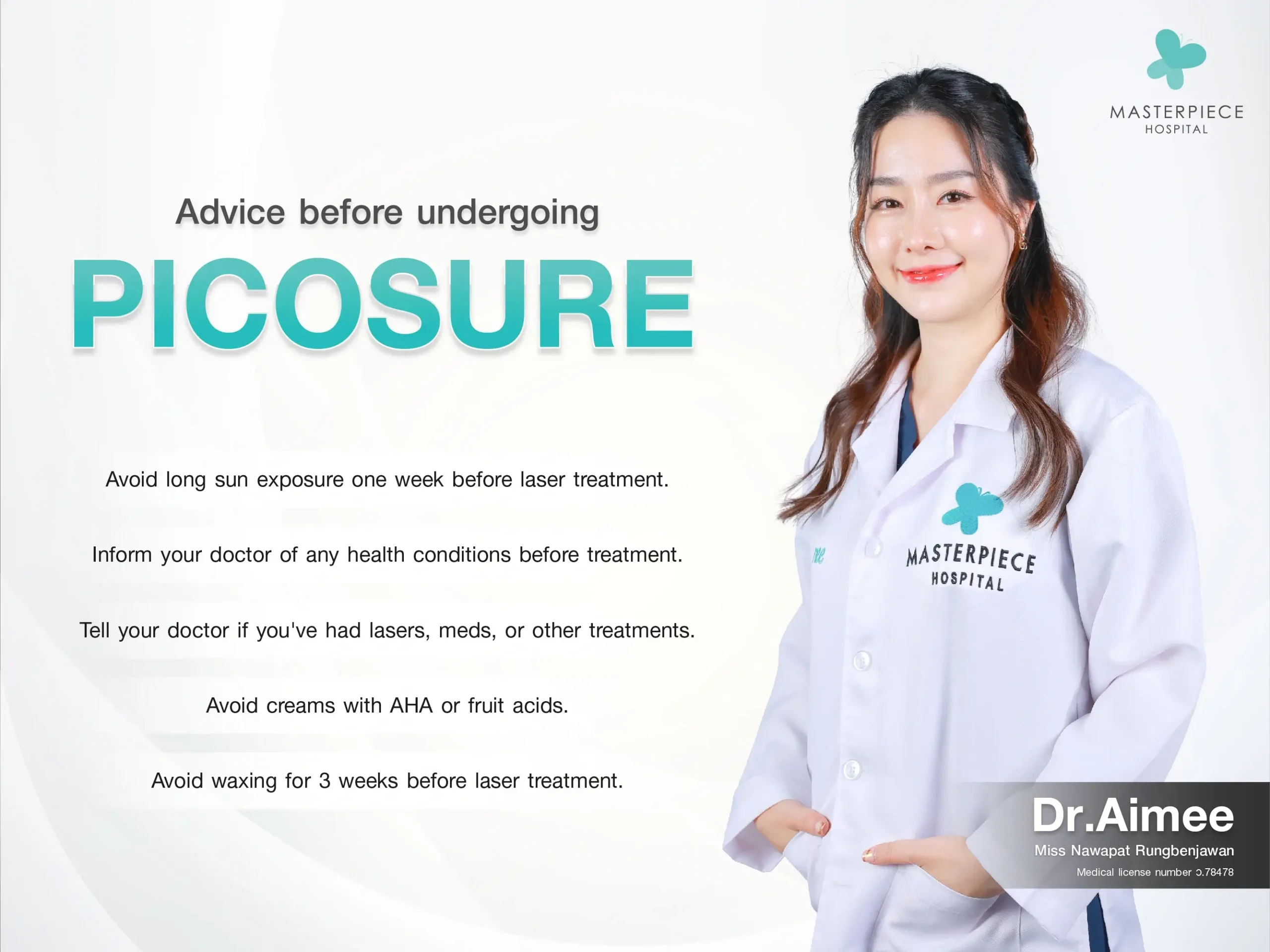 Advice before undergoing PICOSURE treatment.