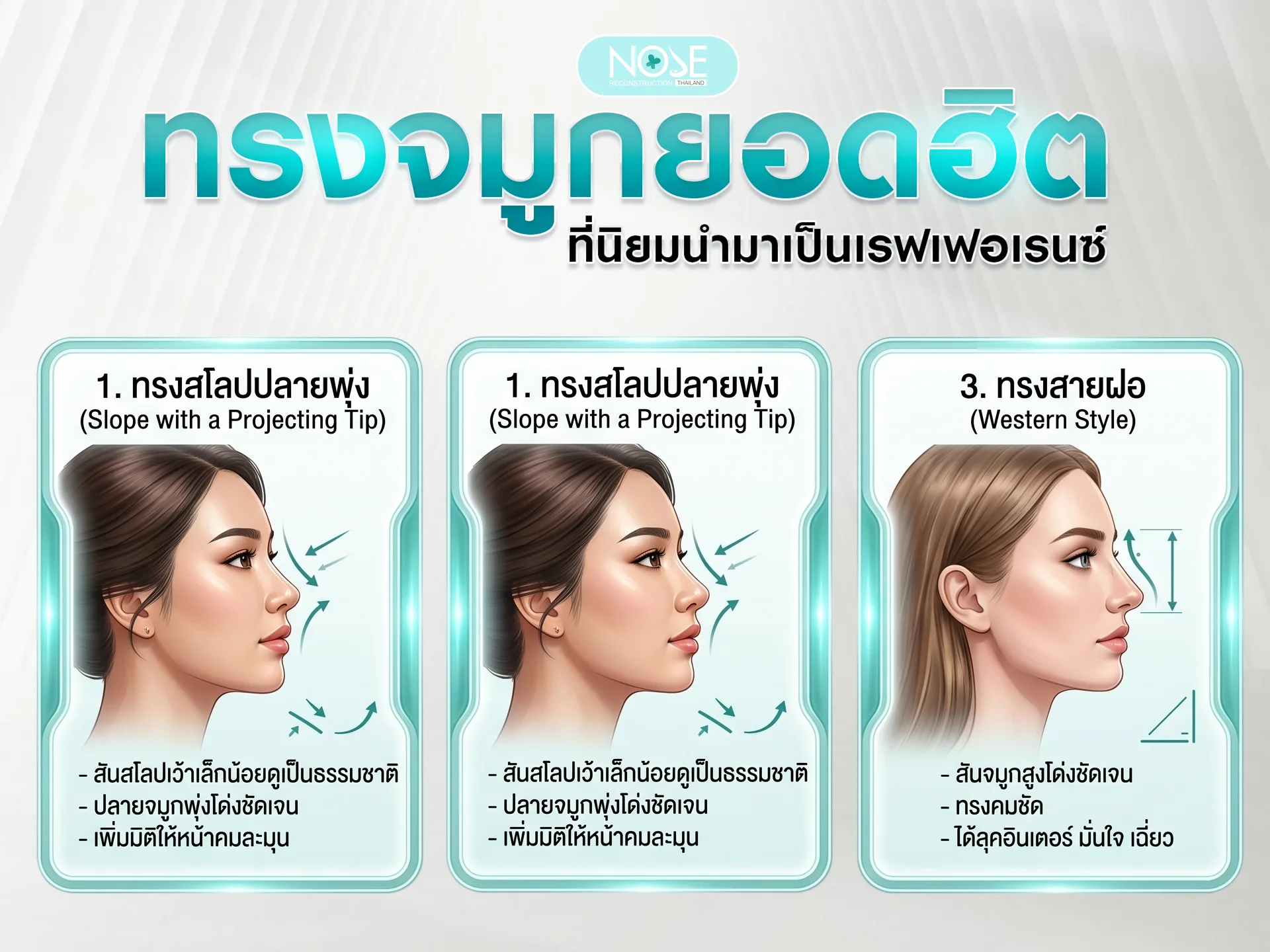 รูปทรงจมูกที่นิยมนำมาเป็นเรฟเฟอเรนซ์