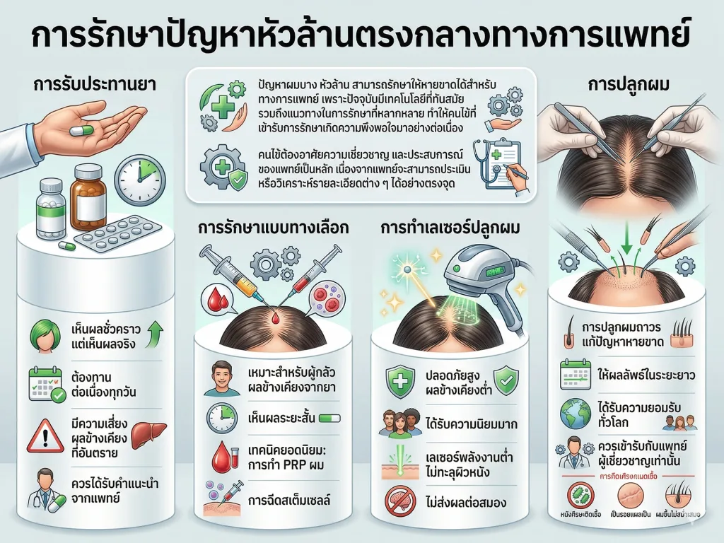 การรักษาปัญหาหัวล้านตรงกลางทางการแพทย์
