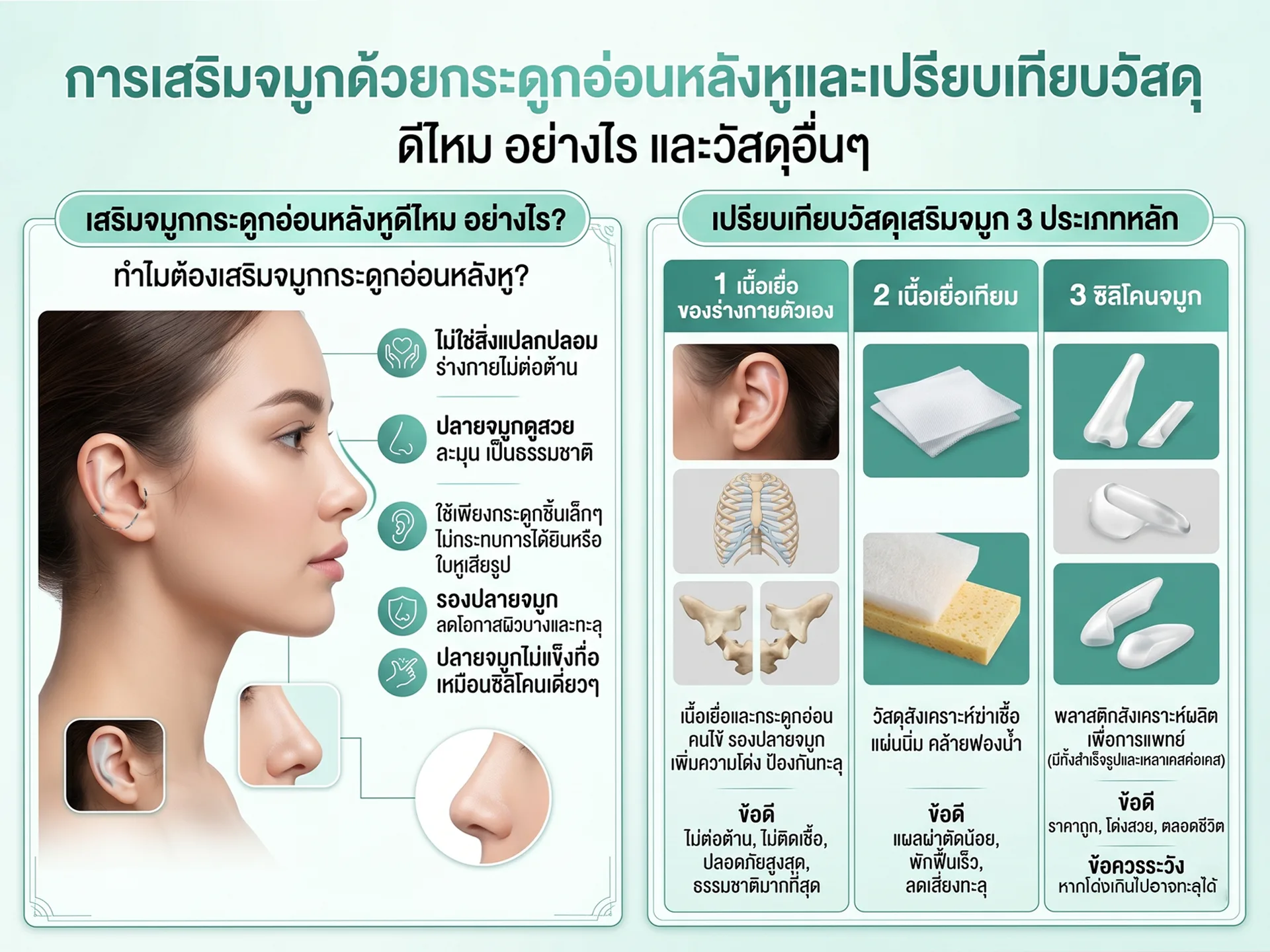 ข้อแตกต่างการทำจากวัสดุทำจมูกอื่นอย่างไร