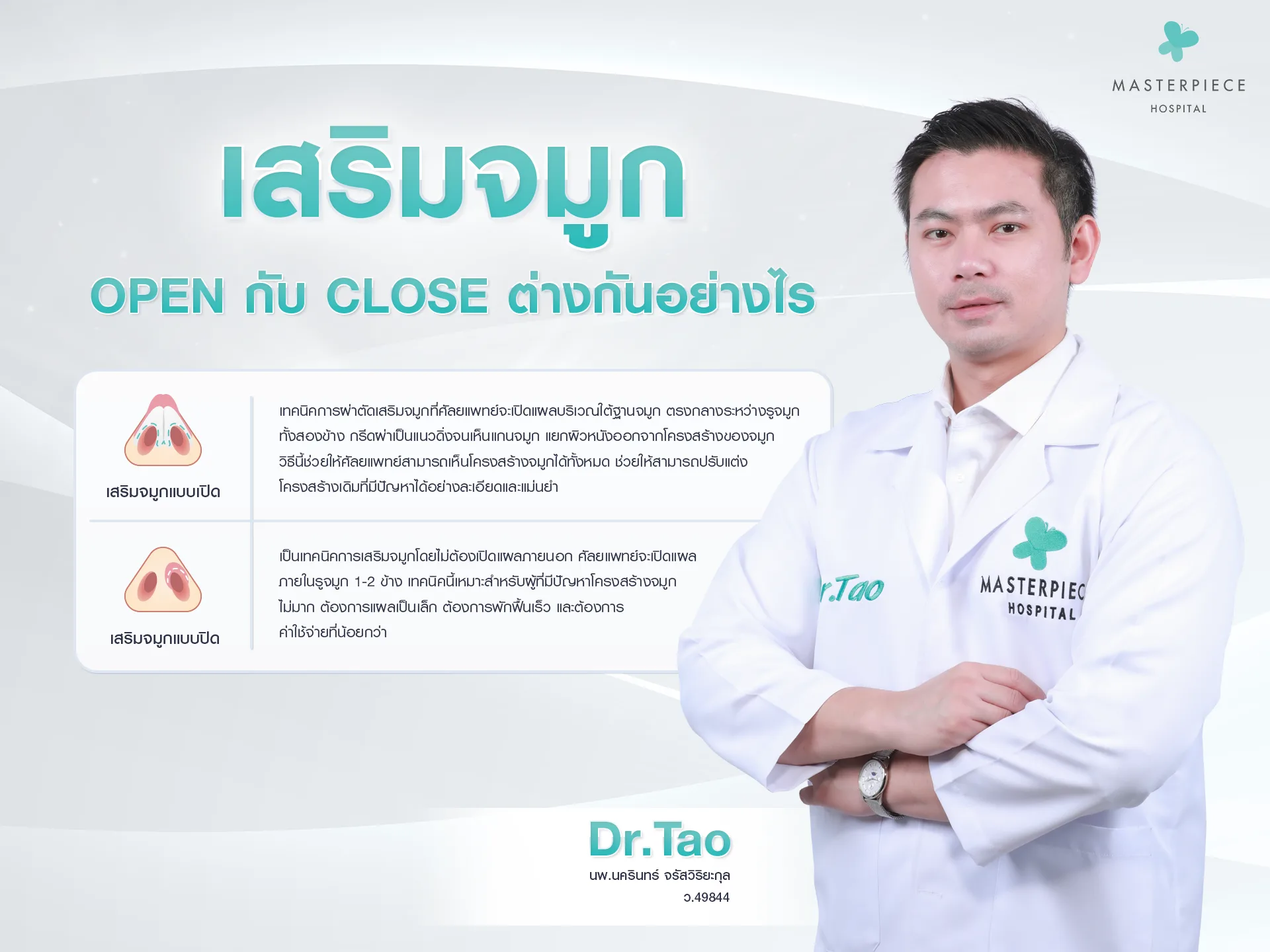 เสริมจมูกแบบเปิดกับแบบปิด-ต่างกัรอย่างไร