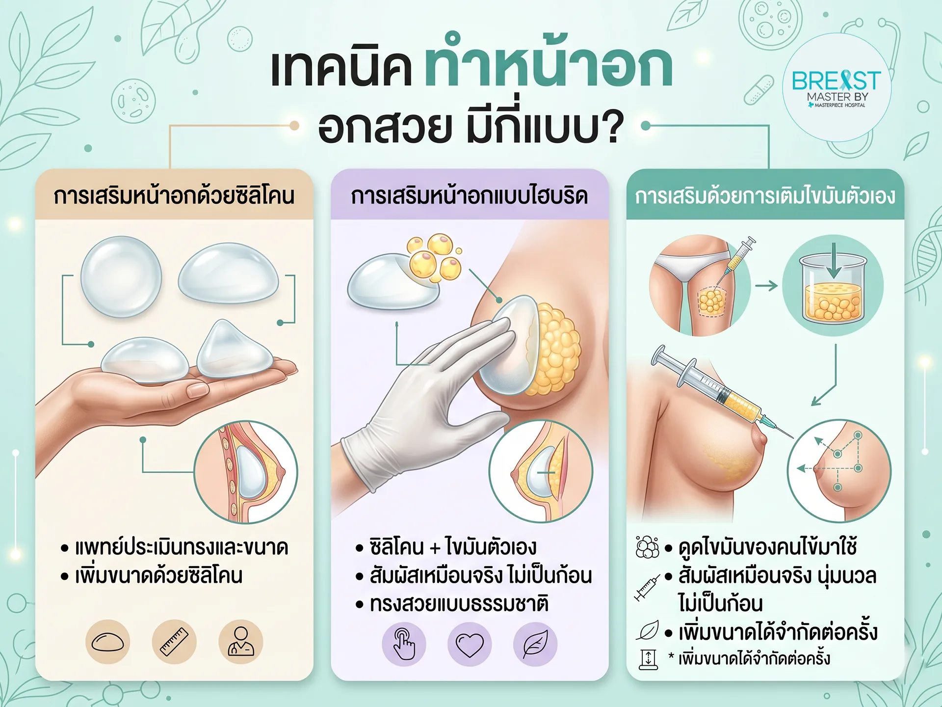 เทคนิค ทำหน้าอก อกสวย มีกี่แบบ
