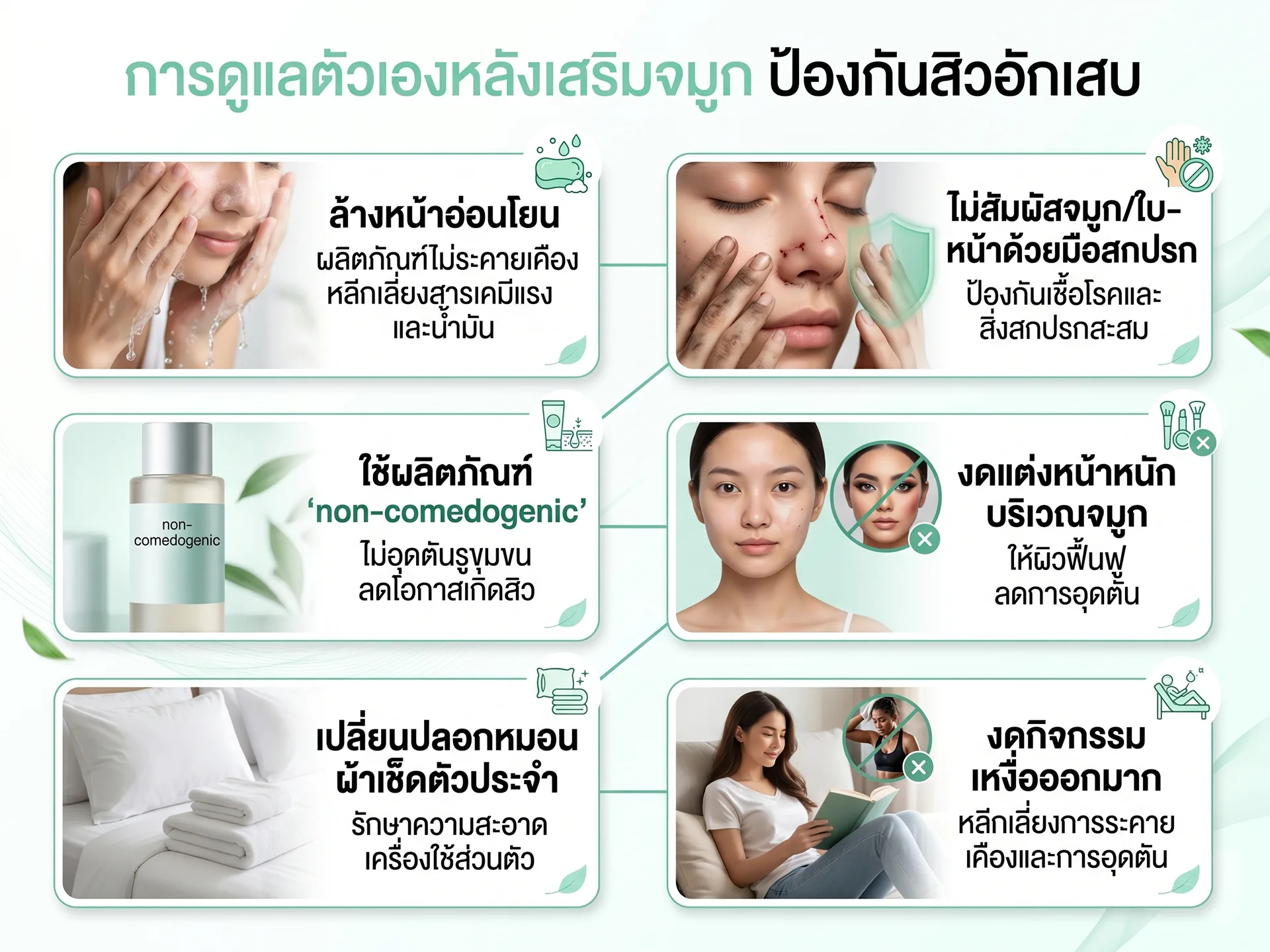 การดูแลตัวเองหลังเสริมจมูก ไม่ให้เกิดสิวอักเสบ