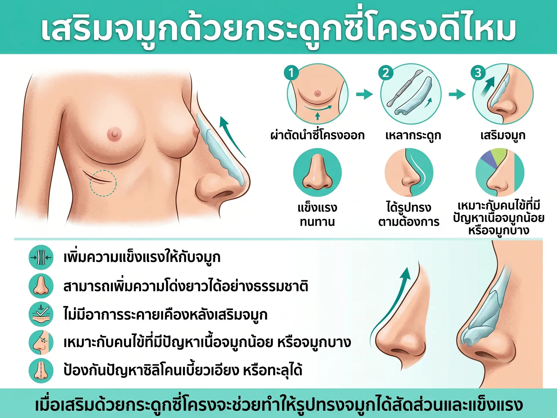เสริมจมูกด้วยกระดูกซี่โครงดีไหม