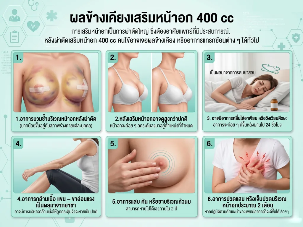 ผลข้างเคียงเสริมหน้าอก 400 cc