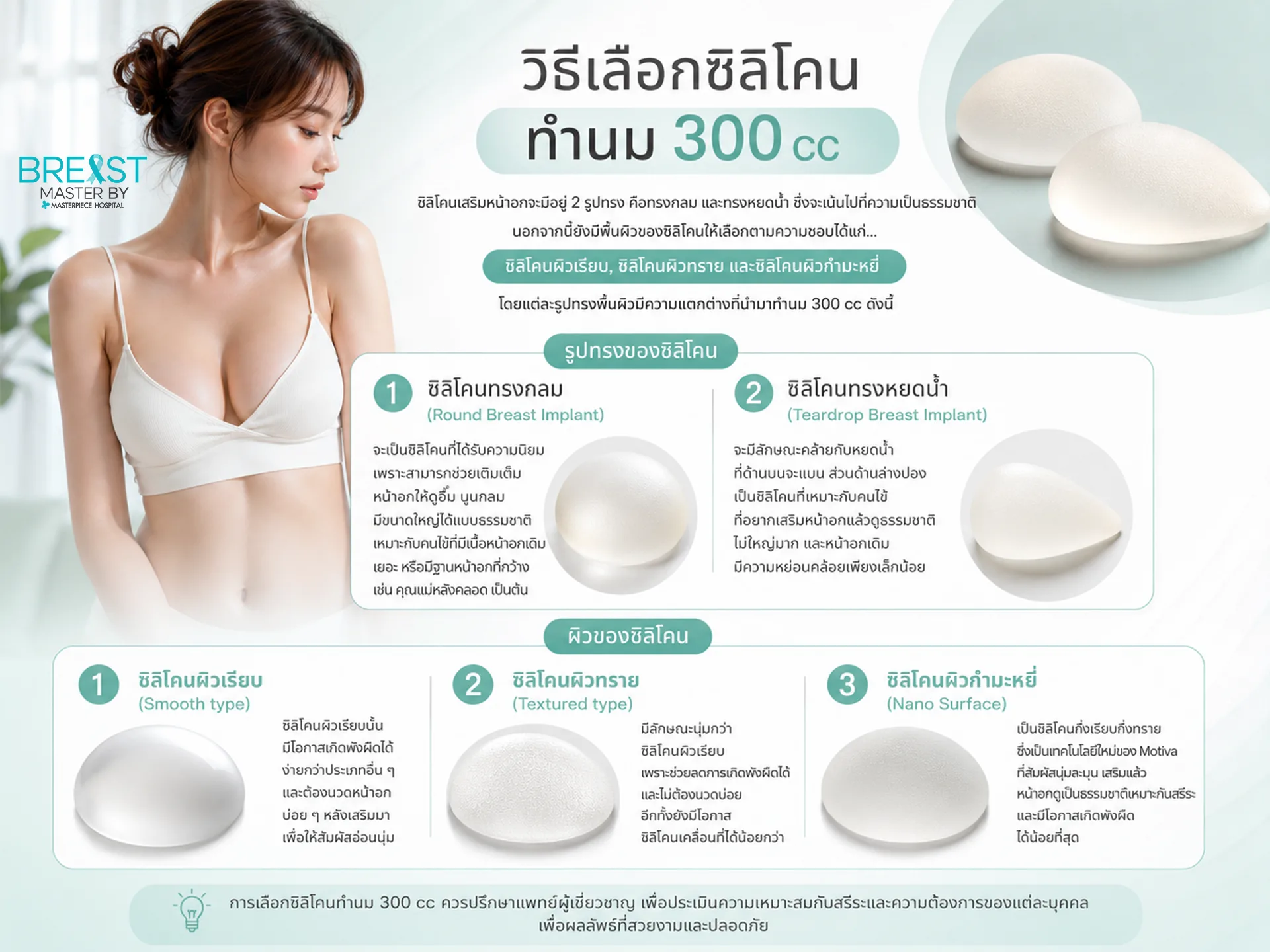 วิธีเลือกซิลิโคนทำนม 300 cc