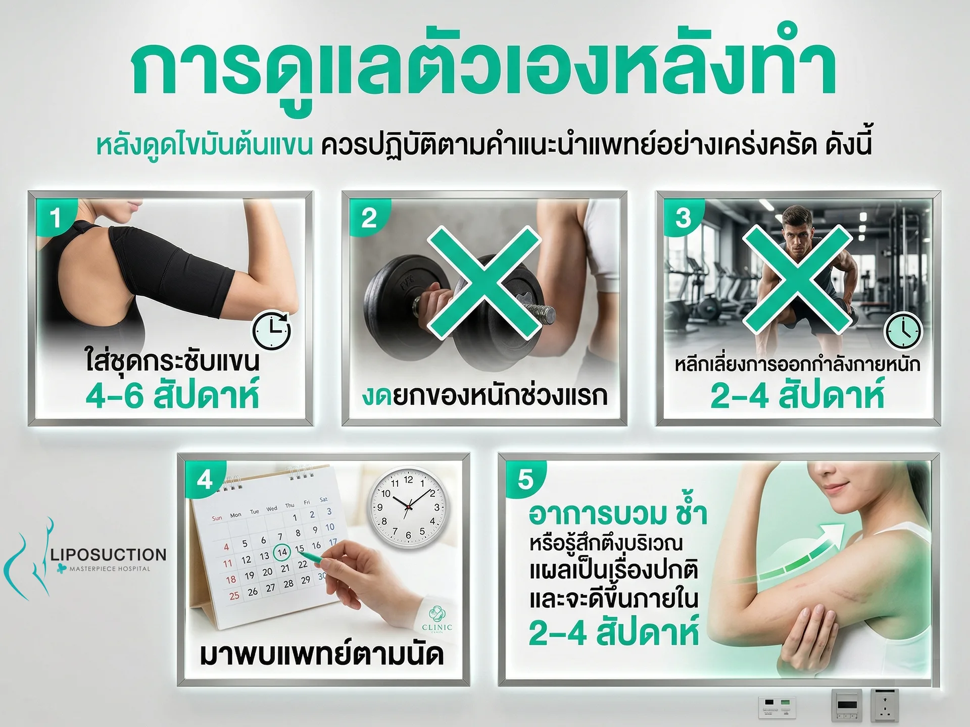 การดูแลตัวเองหลังดูดไขมันแขน