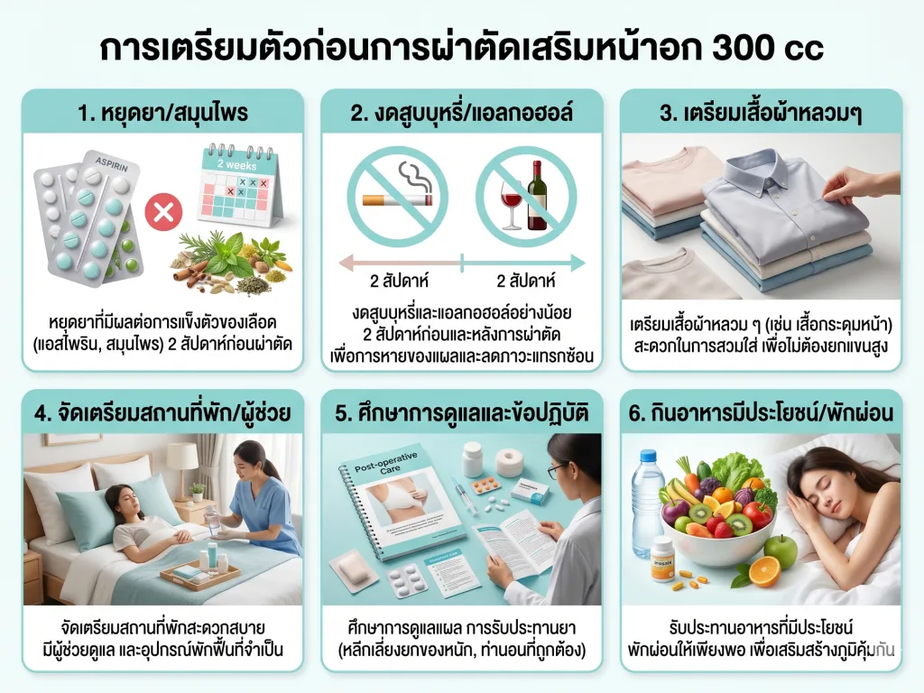 ต้องเตรียมตัวอย่างไร ก่อนผ่าตัดเสริมหน้าอก 300 cc