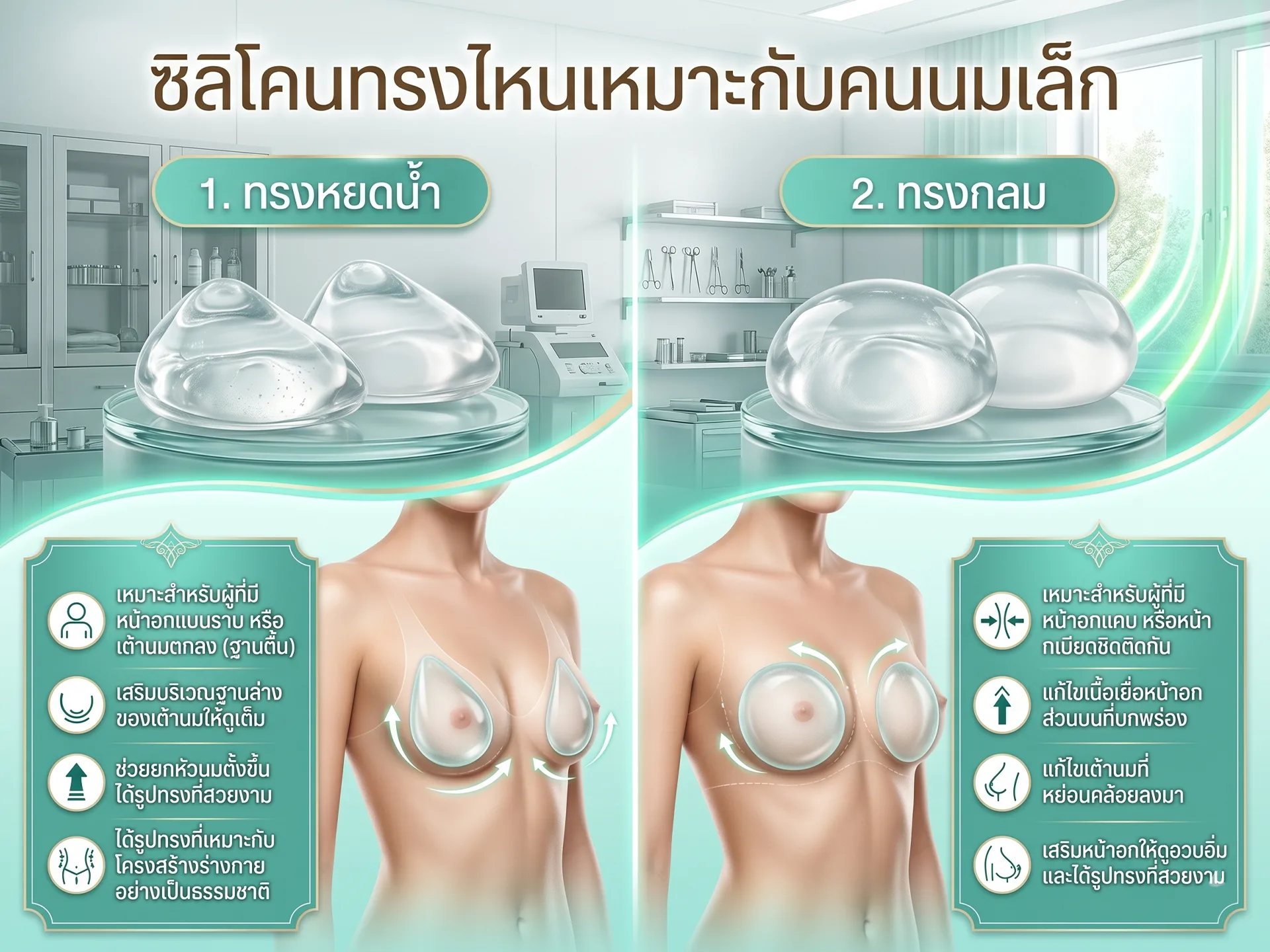 ซิลิโคนทรงไหนเหมาะกับคนนมเล็ก