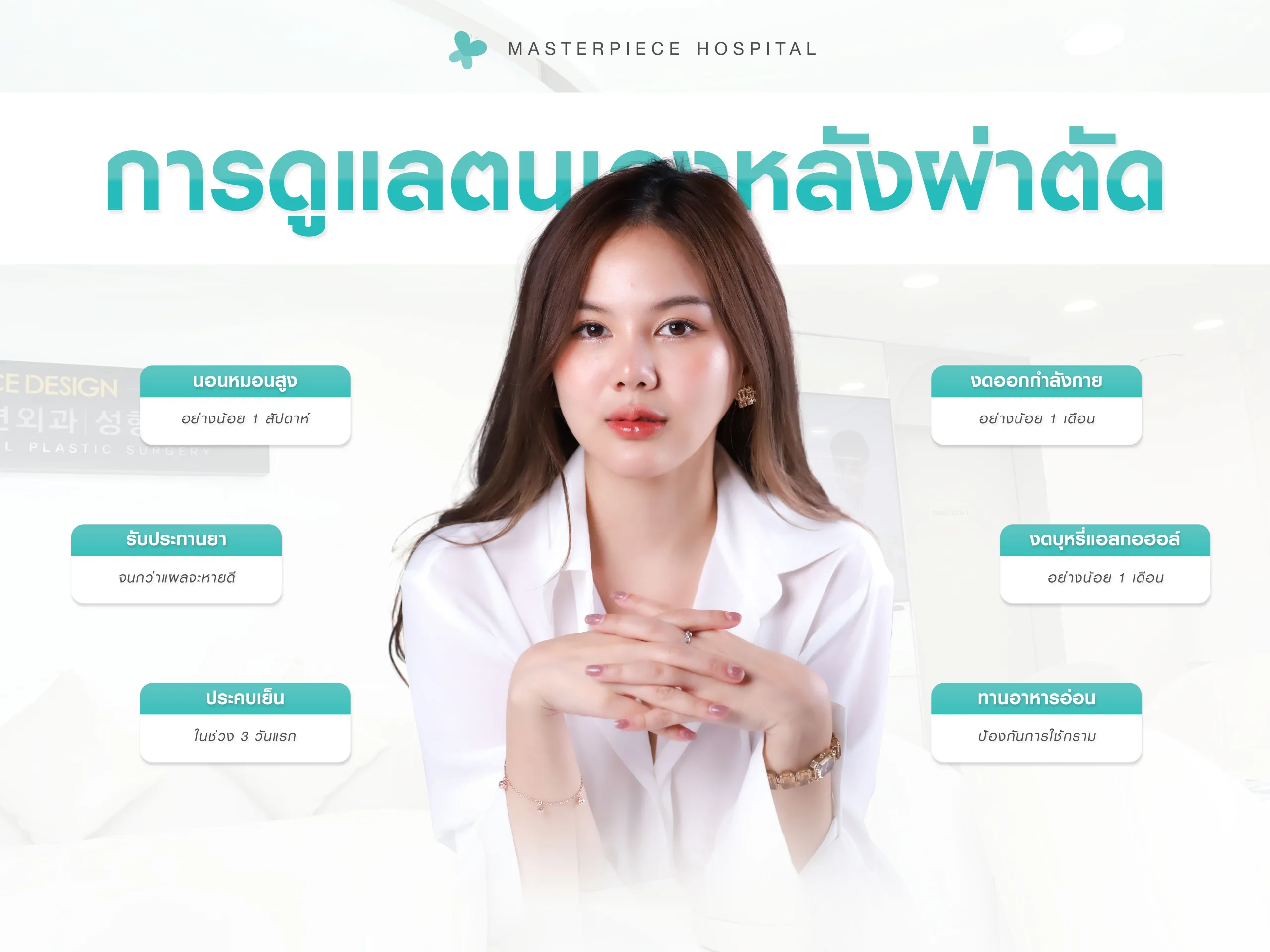 การดูแลหลังผ่าตัดศัลยกรรมคางสั้น คางตัด คางถอย