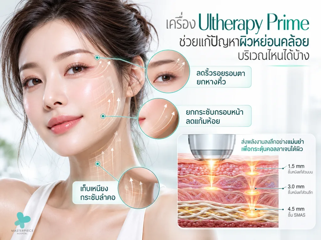 เครื่อง Ultherapy Prime ช่วยแก้ปัญหาผิวหย่อนคล้อยบริเวณไหนได้บ้าง