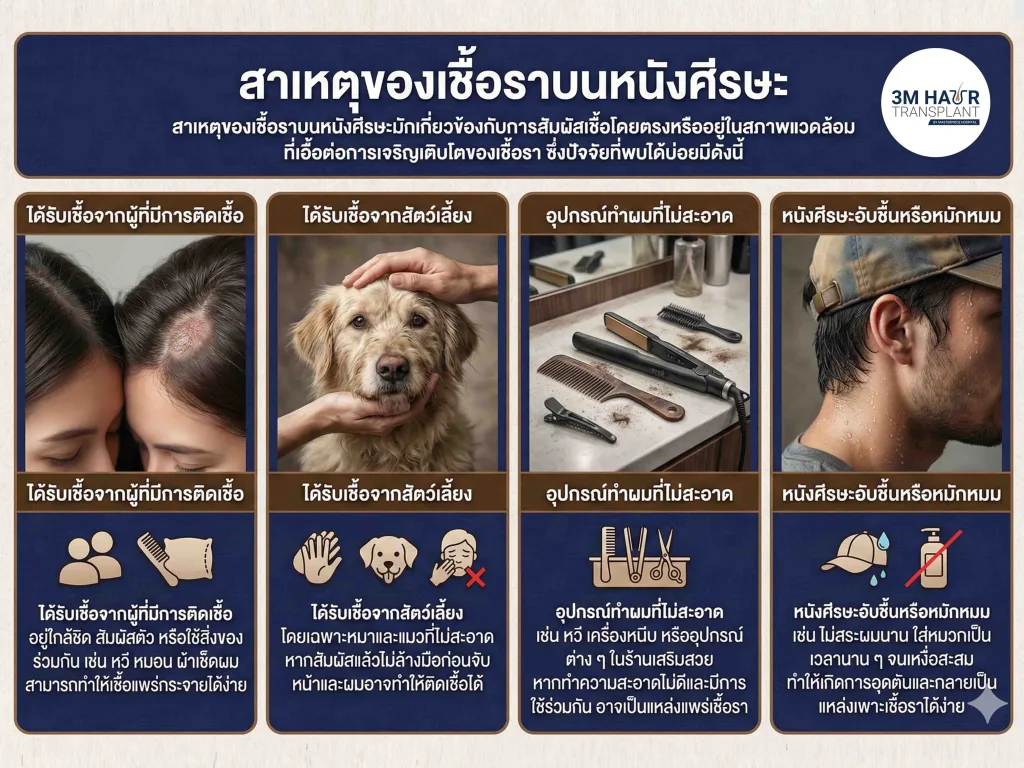 สาเหตุเชื้อราบนหนังศีรษะ