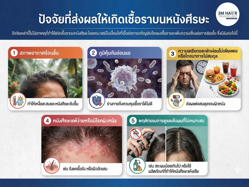 ปัจจัยที่ส่งผลให้เกิดเชื้อราบนหนังศีรษะ