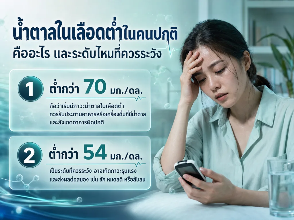 น้ำตาลในเลือดต่ำในคนปกติ คืออะไร และระดับไหนที่ควรระวัง