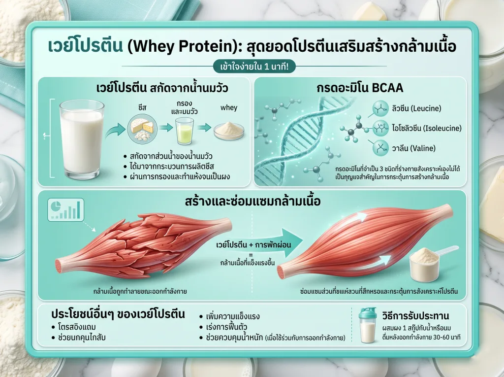 เวย์โปรตีนคืออะไร ทำมาจากส่วนผสมใดบ้าง