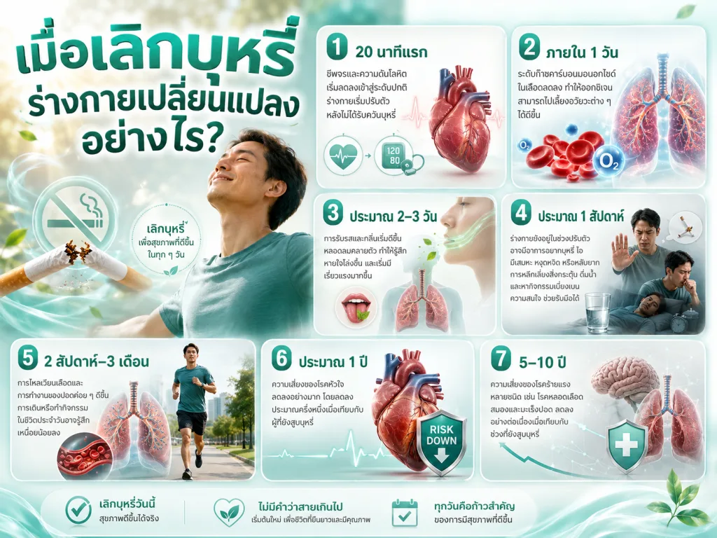 เมื่อเลิกบุหรี่ ร่างกายเปลี่ยนแปลงอย่างไร?