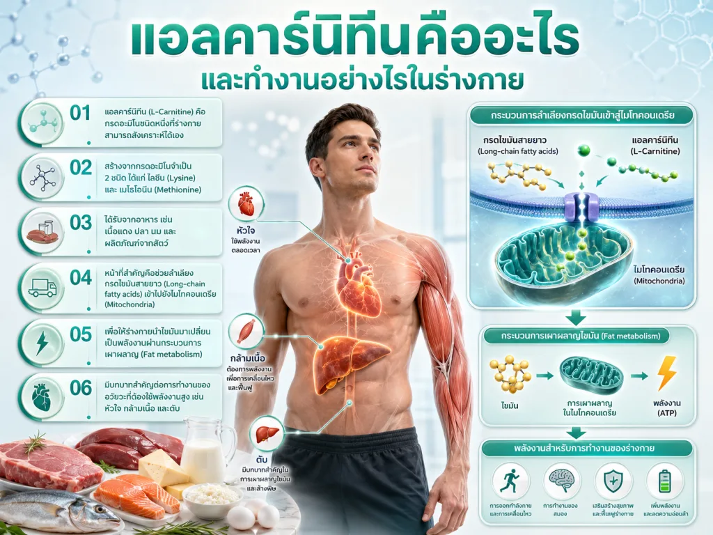แอลคาร์นิทีนคืออะไร และทำงานอย่างไรในร่างกาย