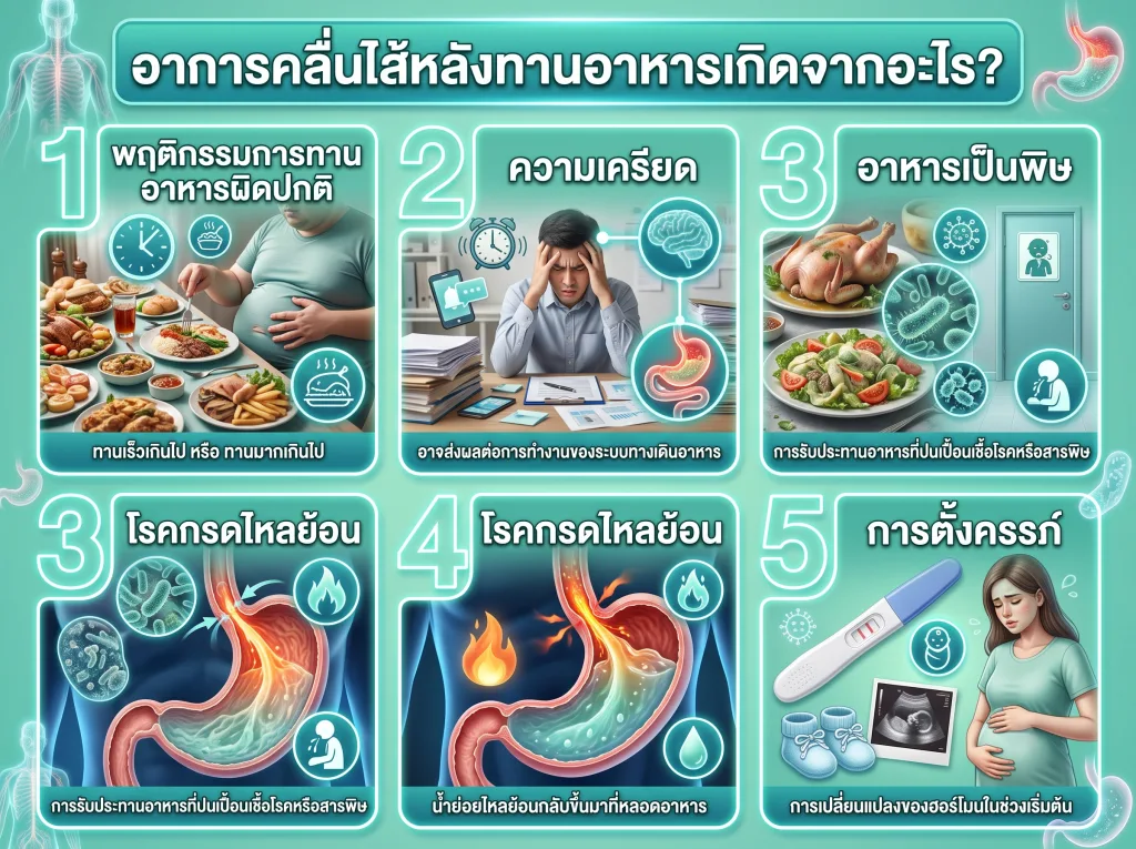 อาการคลื่นไส้หลังทานอาหารเกิดจากอะไร