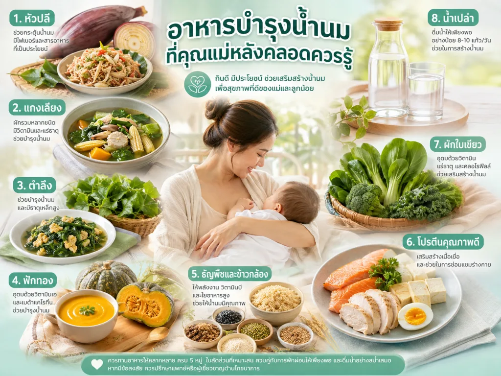 8 อาหารบำรุงน้ำนมที่คุณแม่หลังคลอดควรรู้