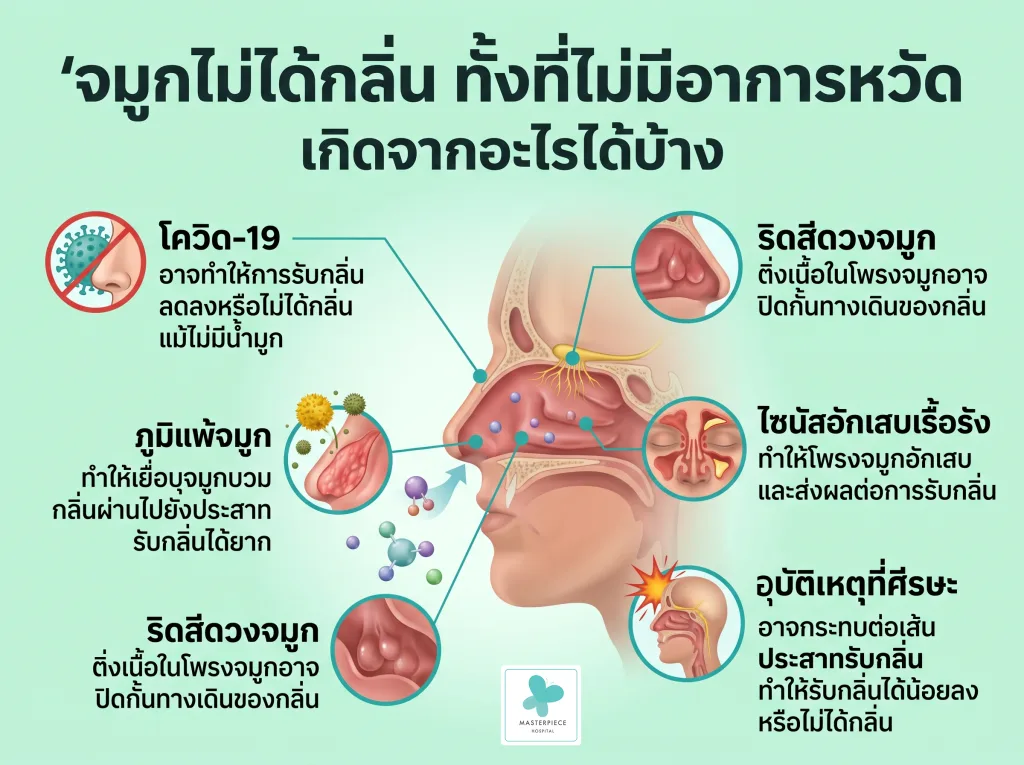 จมูกไม่ได้กลิ่น ทั้งที่ไม่มีอาการหวัด เกิดจากอะไรได้บ้าง
