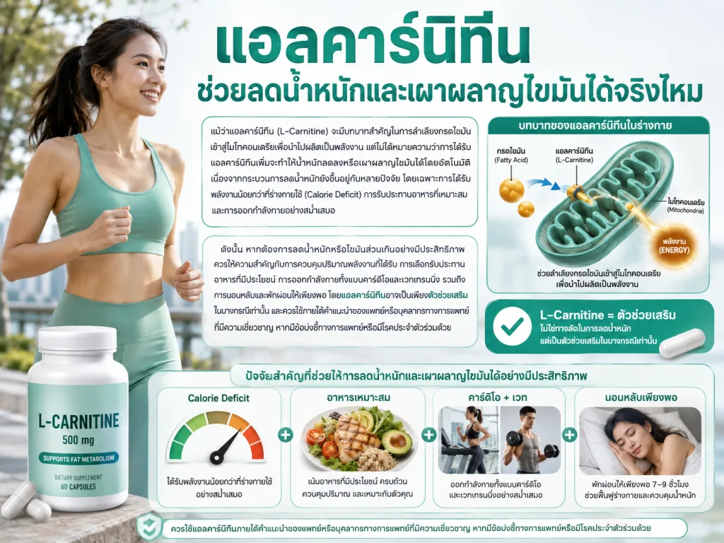 แอลคาร์นิทีนช่วยลดน้ำหนักและเผาผลาญไขมันได้จริงไหม
