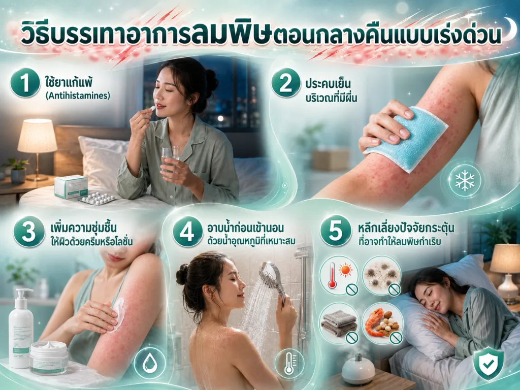 วิธีบรรเทาอาการลมพิษตอนกลางคืนแบบเร่งด่วน