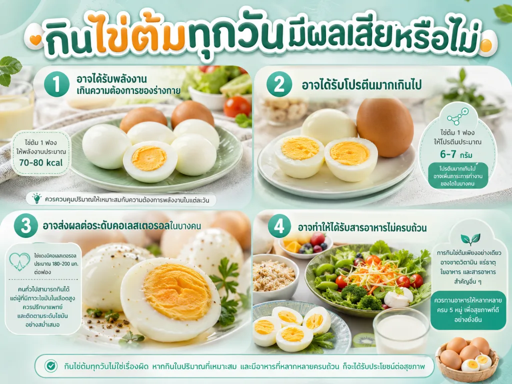 กินไข่ต้มทุกวันมีผลเสียหรือไม่