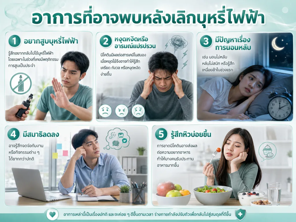 อาการที่อาจพบหลังเลิกบุหรี่ไฟฟ้า