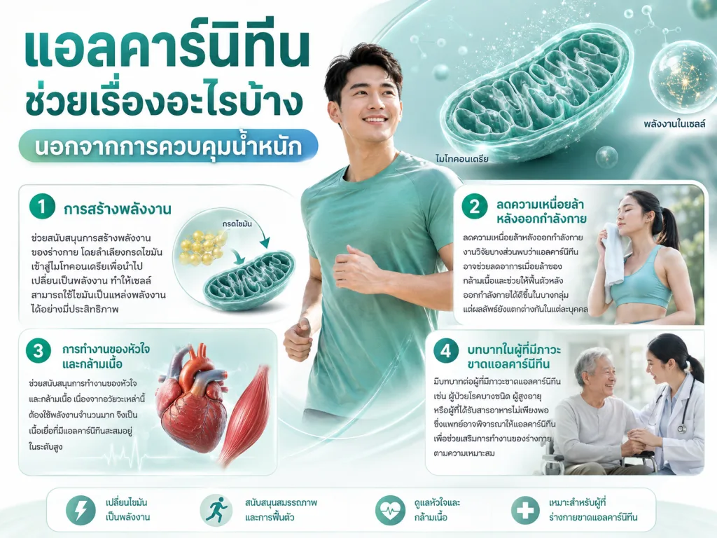 แอลคาร์นิทีนช่วยเรื่องอะไรบ้าง นอกจากการควบคุมน้ำหนัก