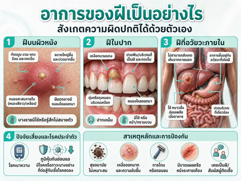 อาการของฝีเป็นอย่างไร สังเกตความผิดปกติได้ด้วยตัวเอง