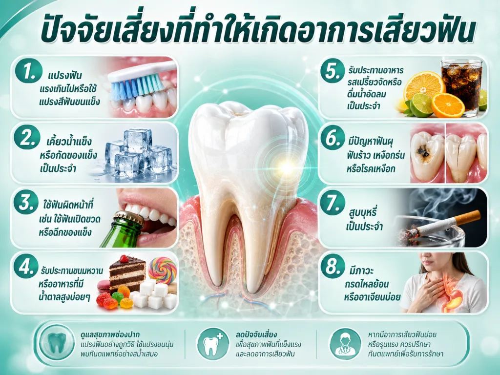 ปัจจัยเสี่ยงที่ทำให้เกิดอาการเสียวฟัน