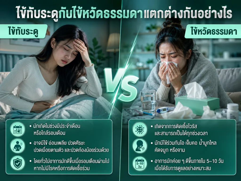 ไข้ทับระดูกับไข้หวัดธรรมดาแตกต่างกันอย่างไร