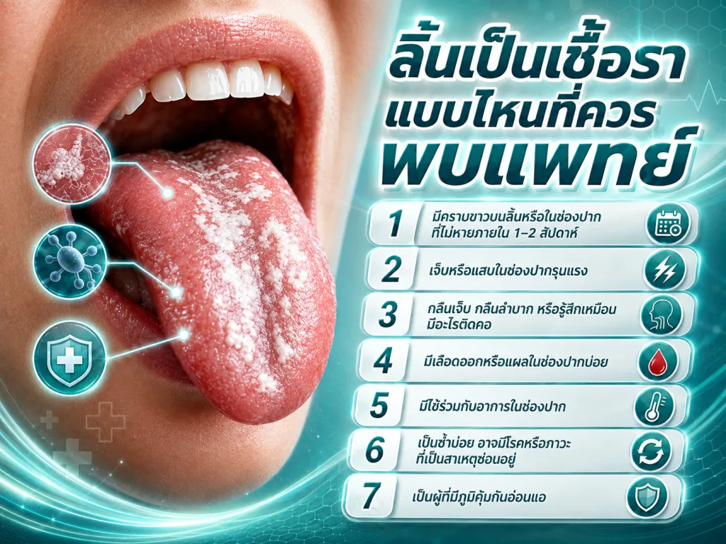 ลิ้นเป็นเชื้อราแบบไหนที่ควรพบแพทย์