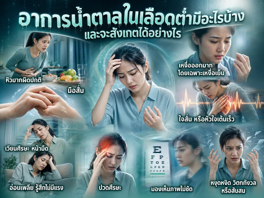 อาการน้ำตาลในเลือดต่ำมีอะไรบ้าง และจะสังเกตได้อย่างไร