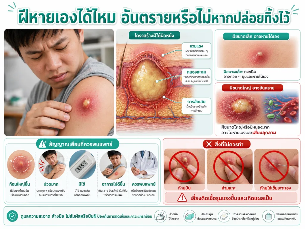 ฝีหายเองได้ไหม อันตรายหรือไม่หากปล่อยทิ้งไว้