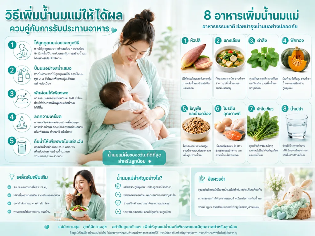 วิธีเพิ่มน้ำนมแม่ให้ได้ผล ควบคู่กับการรับประทานอาหาร