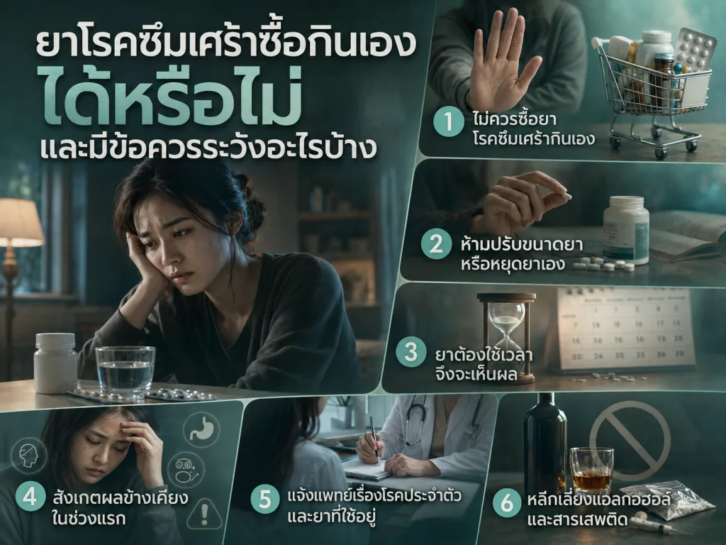 ยาโรคซึมเศร้าซื้อกินเองได้หรือไม่ และมีข้อควรระวังอะไรบ้าง