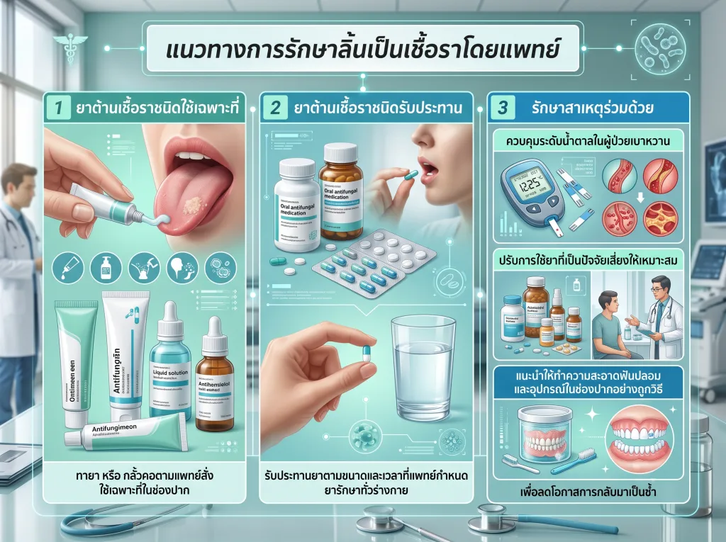 แนวทางการรักษาลิ้นเป็นเชื้อราโดยแพทย์