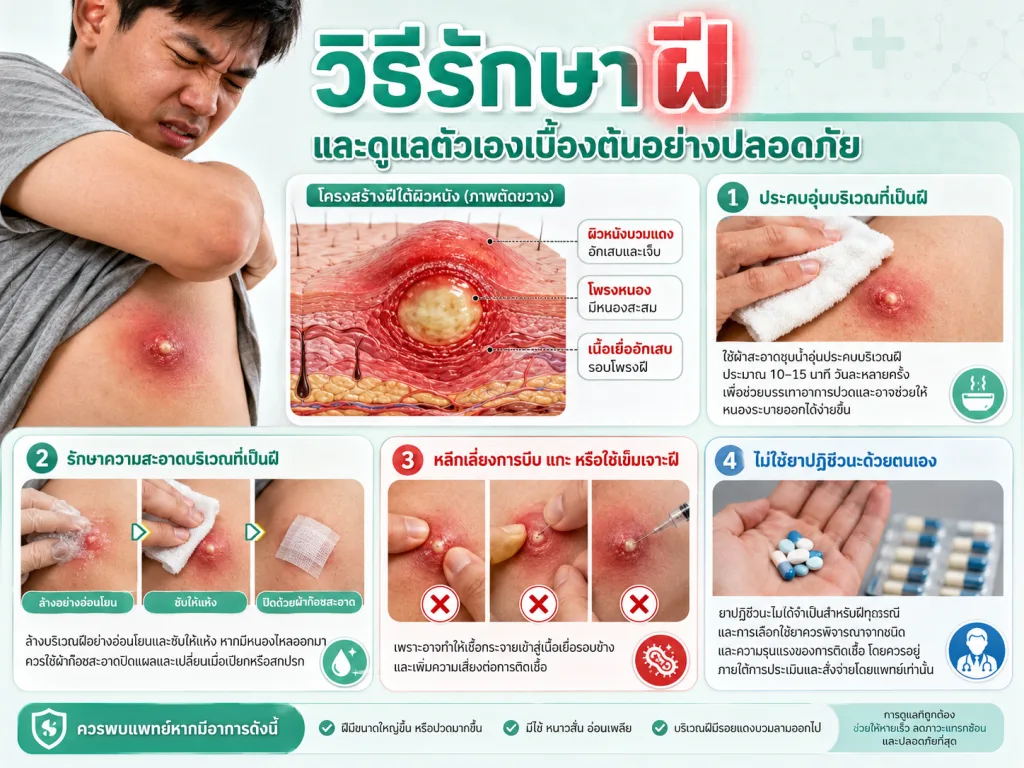วิธีรักษาฝีและดูแลตัวเองเบื้องต้นอย่างปลอดภัย