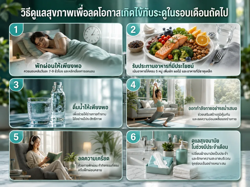 วิธีดูแลสุขภาพเพื่อลดโอกาสเกิดไข้ทับระดูในรอบเดือนถัดไป