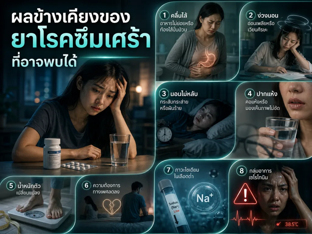 ผลข้างเคียงของยาโรคซึมเศร้าที่อาจพบได้