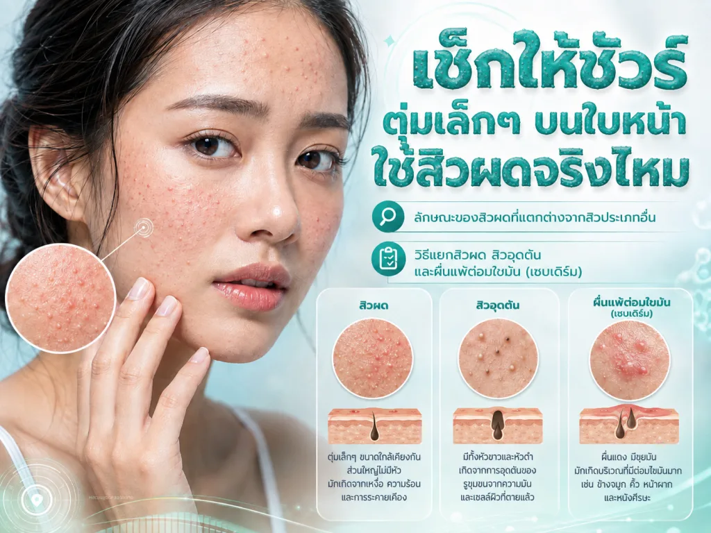 เช็กให้ชัวร์ ตุ่มเล็กๆ บนใบหน้าใช่สิวผดจริงไหม