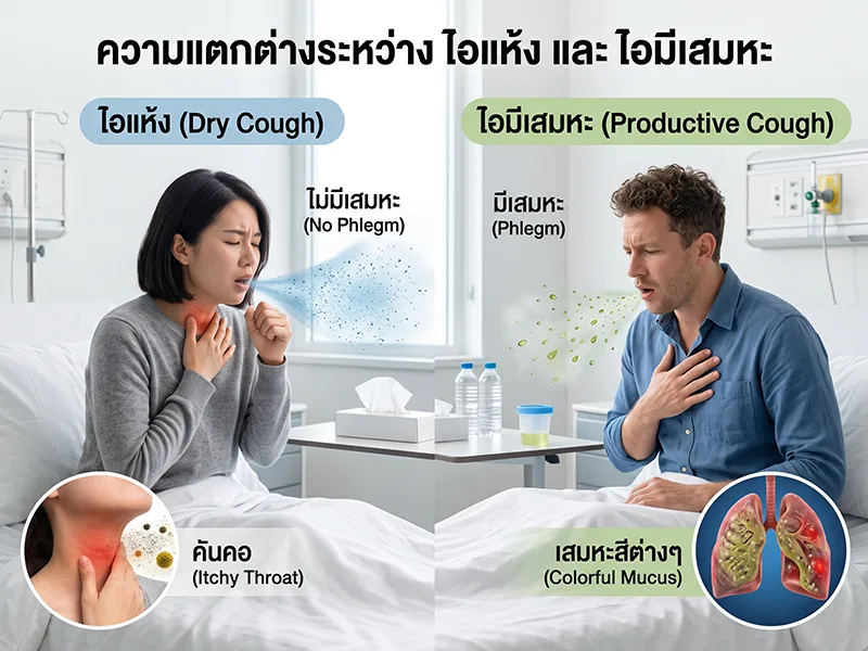 ไอแห้ง ไอมีเสมหะ แตกต่างกันอย่างไร และควรดูแลแบบไหน